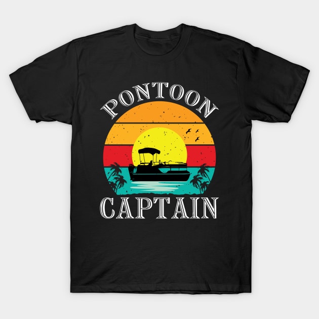 Vintage Style Pontoon Captain Shirt Funny Pontoon Boat Lovers T-Shirt by Sowrav